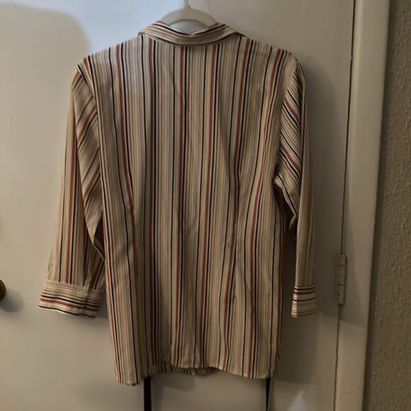 Motherhood Maternity Striped Button Up Tie Belt Elastic Waist Top L Multicolor - Picture 4 of 11